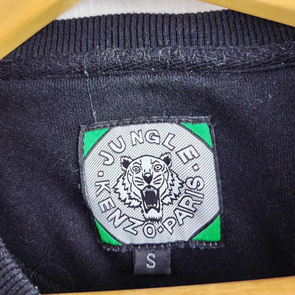 Kenzo Sweatshirt Womens S Black Embroidered Tiger Logo Cotton Crewneck - Picture 3 of 10